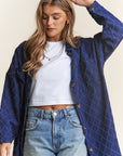 J.NNA Rhombus Stitched Button Up Denim Shacket - Little Miss Vanilla