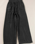 Black Drawstring High Waist Wide Leg Denim Pants