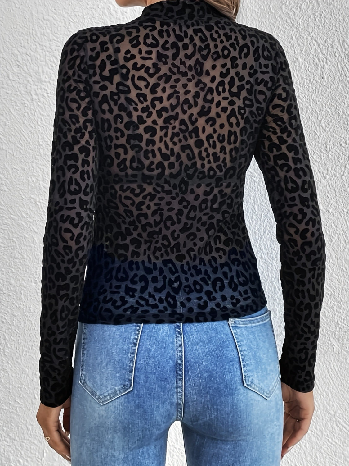 Leopard Mock Neck Long Sleeve Top - Little Miss Vanilla