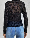 Leopard Mock Neck Long Sleeve Top - Little Miss Vanilla