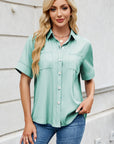 Collared Neck Short Sleeve Shirt - Little Miss Vanilla