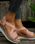 Wedge Sandals For Women Cross-strap Platform Gladiator Hemp Heel Shoes Summer