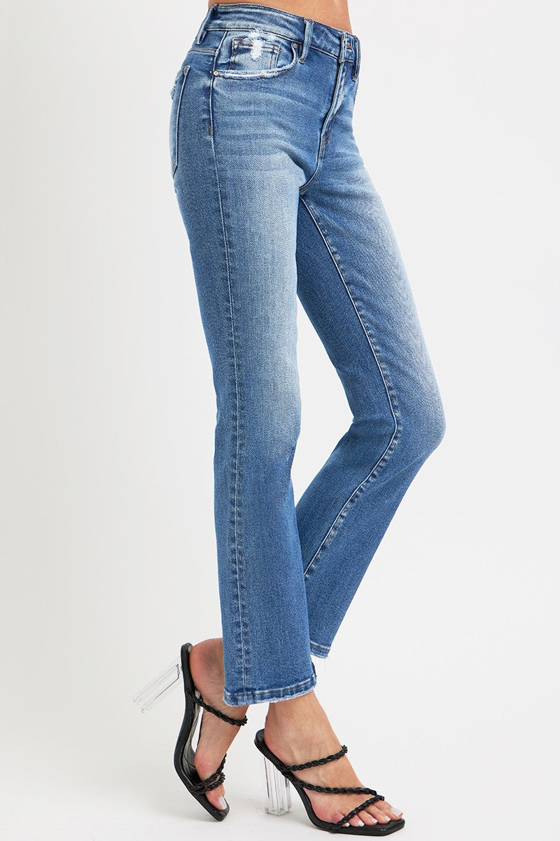 RISEN Full Size Mid Rise Ankle Straight Jeans with Pockets - Little Miss Vanilla