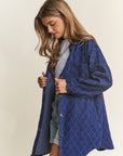 J.NNA Rhombus Stitched Button Up Denim Shacket - Little Miss Vanilla