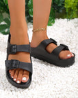 Black Double-buckle EVA Slippers - Little Miss Vanilla