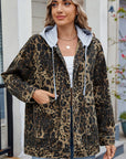 Leopard Button Up Drop Shoulder Denim Jacket - Little Miss Vanilla