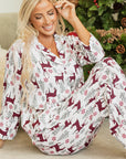 White Christmas Printed Shirt and Pants Pajama Set - Little Miss Vanilla