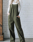 Jungle Green Solid Pocketed Loose Fit Corduroy Overall