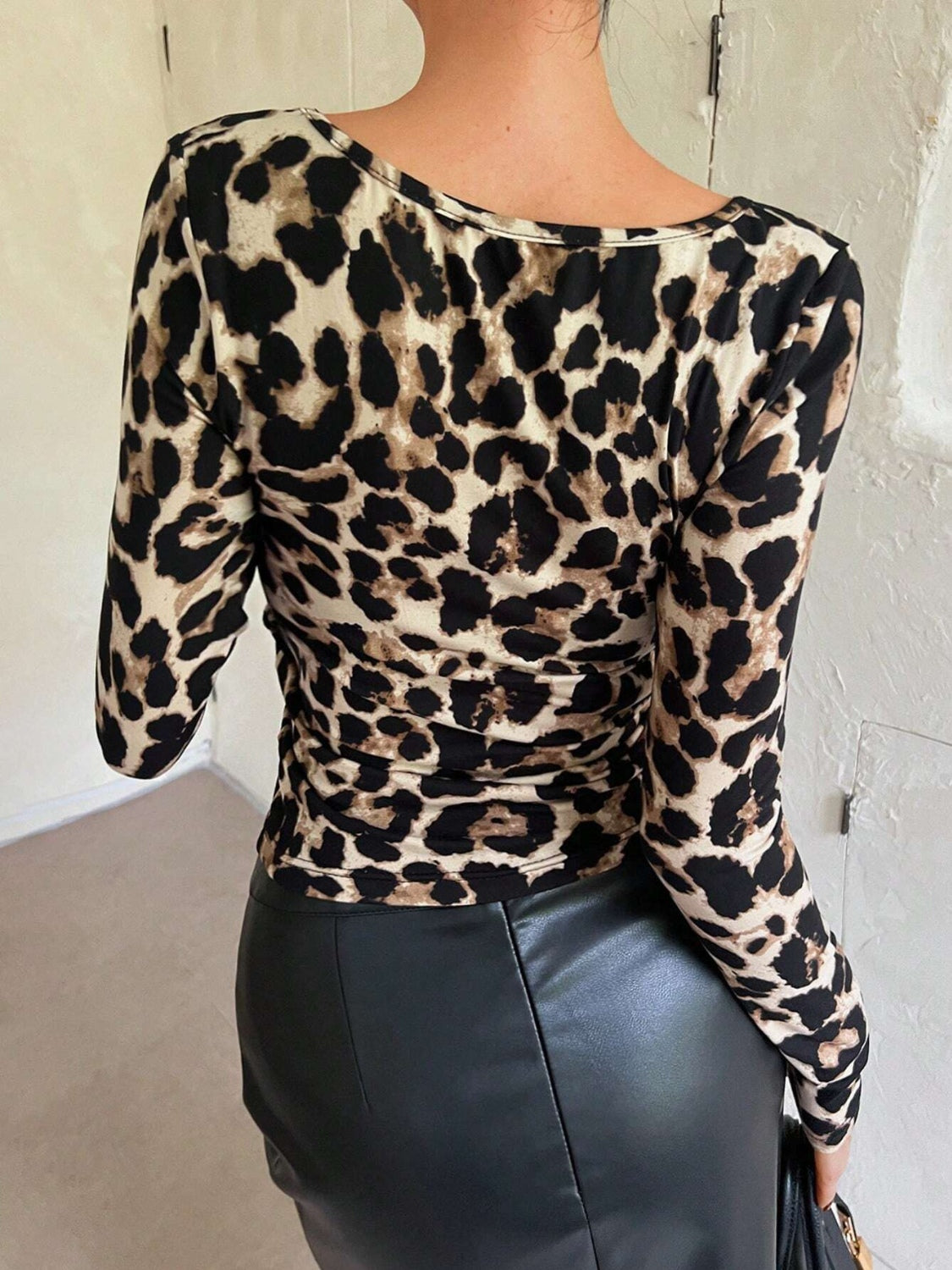 Leopard Scoop Neck Long Sleeve T-Shirt - Little Miss Vanilla