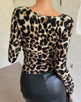 Leopard Scoop Neck Long Sleeve T-Shirt - Little Miss Vanilla