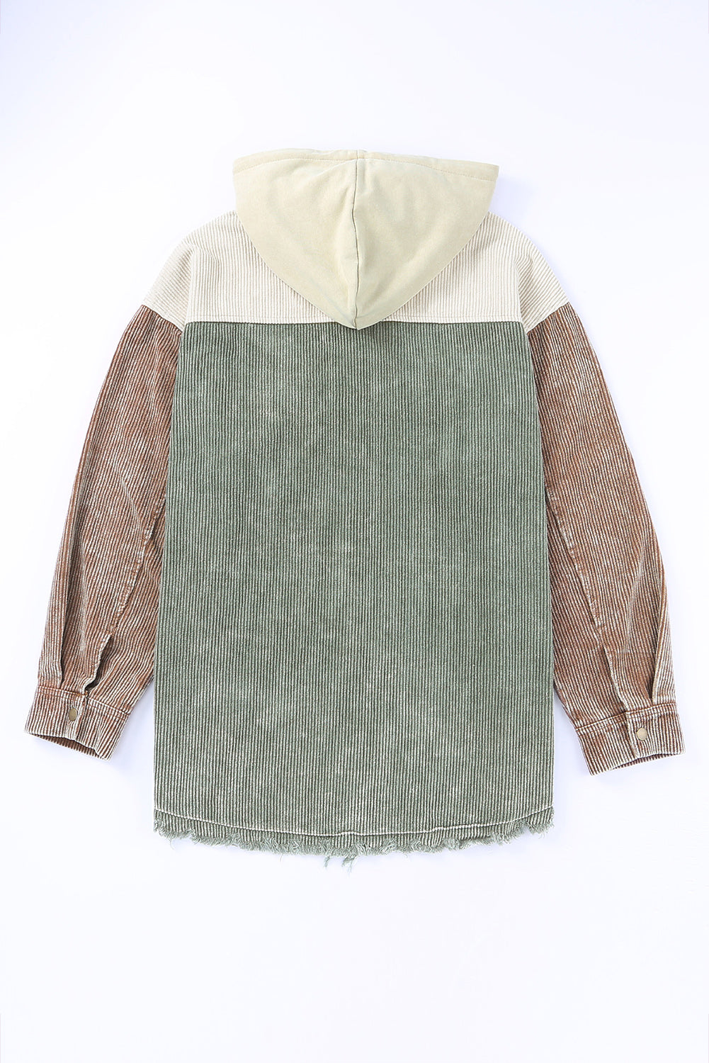 Green Color Block Button Down Hooded Corduroy Jacket - Little Miss Vanilla