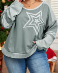 Plus Size Star Round Neck Long Sleeve Top - Little Miss Vanilla