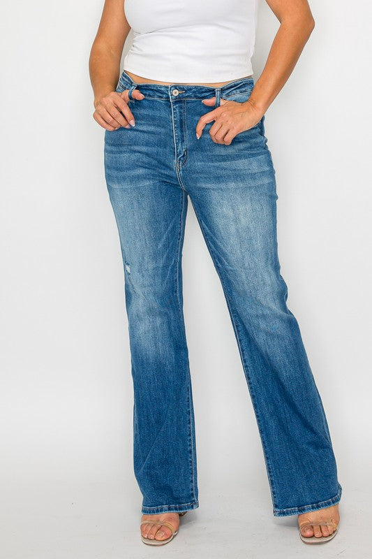 bytos Full Size Distressed High Rise Jeans with Pockets - Little Miss Vanilla