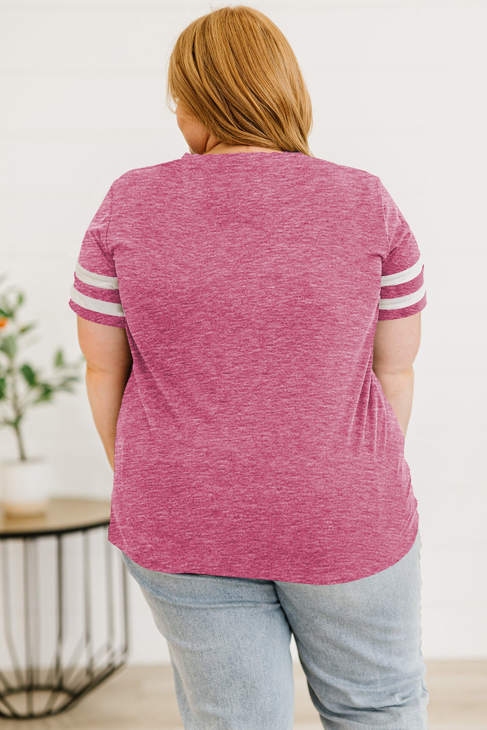 Plus Size Striped V-Neck Tee Shirt - Little Miss Vanilla