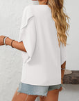 Mandy Ruffled Asymmetrical Neck Half Sleeve Blouse - Little Miss Vanilla