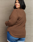 Zenana Breezy Days Plus Size High Low Waffle Knit Sweater - Little Miss Vanilla