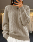 Fashion Retro Cable-knit Pullover Sweater Women