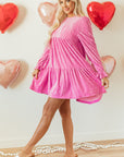 Strawberry Pink Flounce Sleeve Tiered Ruffled Velvet Mini Dress - Little Miss Vanilla