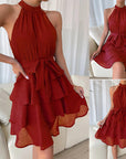 Women's Halterneck Dresses Sleeveless Ruffle Dress