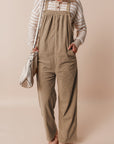 Gray Morn Solid Pocketed Loose Fit Corduroy Overall