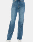 Judy Blue Full Size Tummy Control Cut Raw Hem Straight Jeans - Little Miss Vanilla