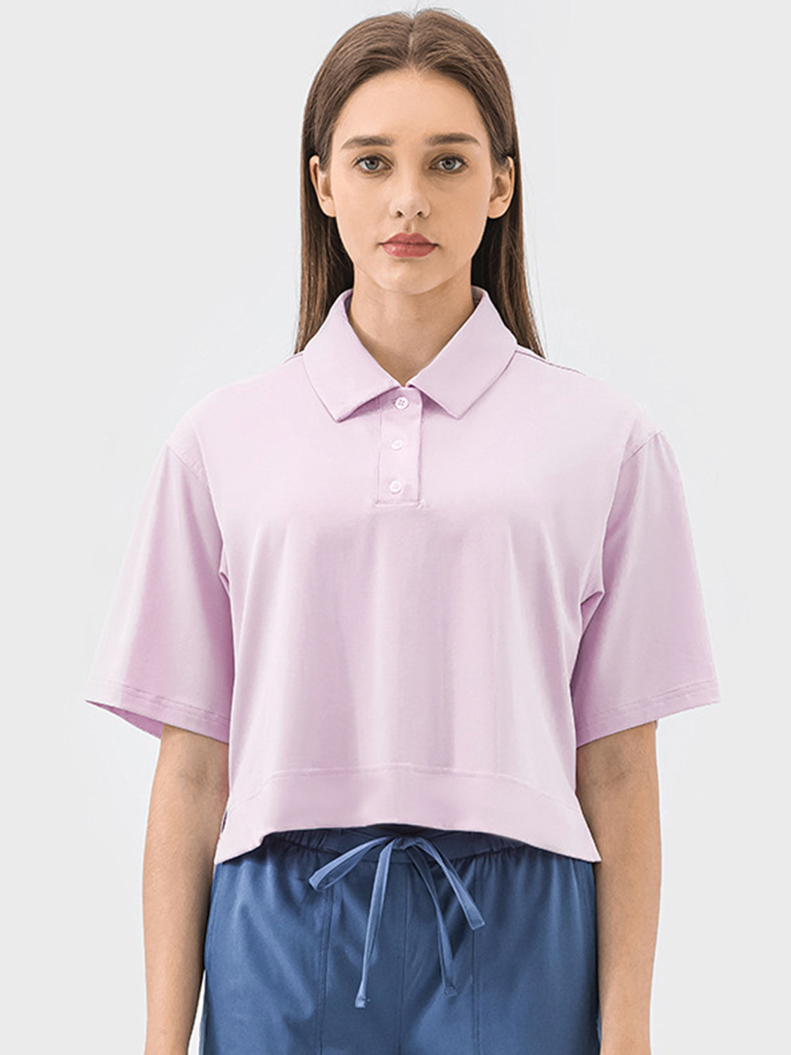 Millennia Half Button Short Sleeve Active T-Shirt - Little Miss Vanilla