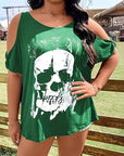 Plus Size Skeleton Graphic Round Neck Cold Shoulder T-Shirt - Little Miss Vanilla