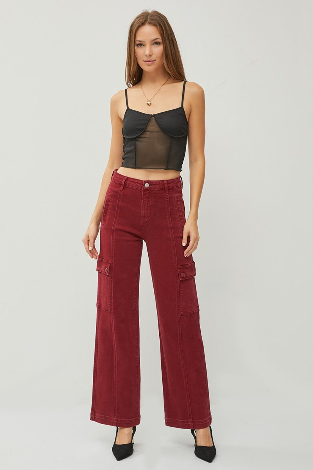 RISEN Full Size High Rise Wide Leg Cargo Jeans - Little Miss Vanilla