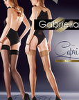 Gabriella Sensual Black Hold Ups with Red Line