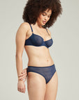 The Sheer Deco Lift Balcony Bra Navy Up to GG Cup