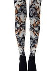 Zohara "Earth Goddess" Grey Orange Print Tights