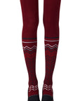 Zohara "Zig Zag Walk" Burgundy Print Tights