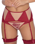 Roza Mehendi Suspender Belt Claret