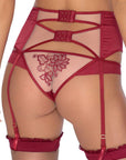 Roza Mehendi Suspender Belt Claret