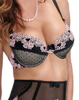 Roza Nefer Push Up Bra Black-Salmon