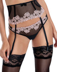 Roza Nefer Suspender Belt Black-Salmon