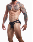 C4M Dungeon Black Leatherette Jockstrap Small