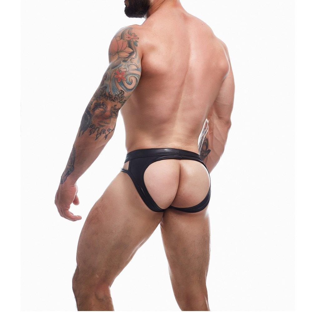 C4M Dungeon Black Leatherette Jockstrap Small - Sydney Rose Lingerie 