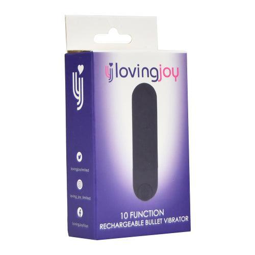 Loving Joy 10 Function Rechargeable Bullet Vibrator Black - Sydney Rose Lingerie 