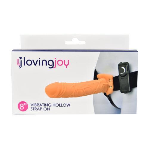 Loving Joy 8 Inch Vibrating Hollow Strap On Vanilla - Sydney Rose Lingerie 