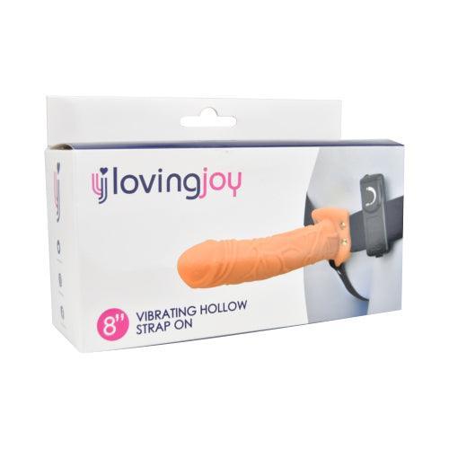 Loving Joy 8 Inch Vibrating Hollow Strap On Vanilla - Sydney Rose Lingerie 