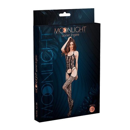 Moonlight Black Lace Suspender Bodystocking One Size - Sydney Rose Lingerie 