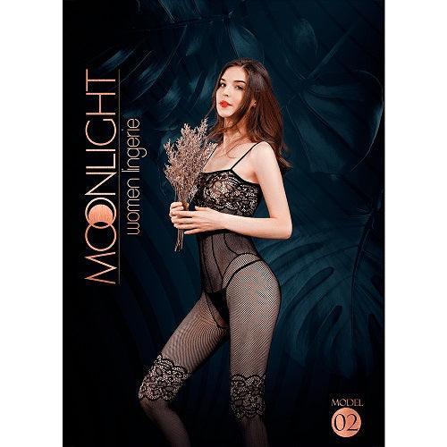 Moonlight Lace and Fishnet Bodystocking Black One Size - Sydney Rose Lingerie 