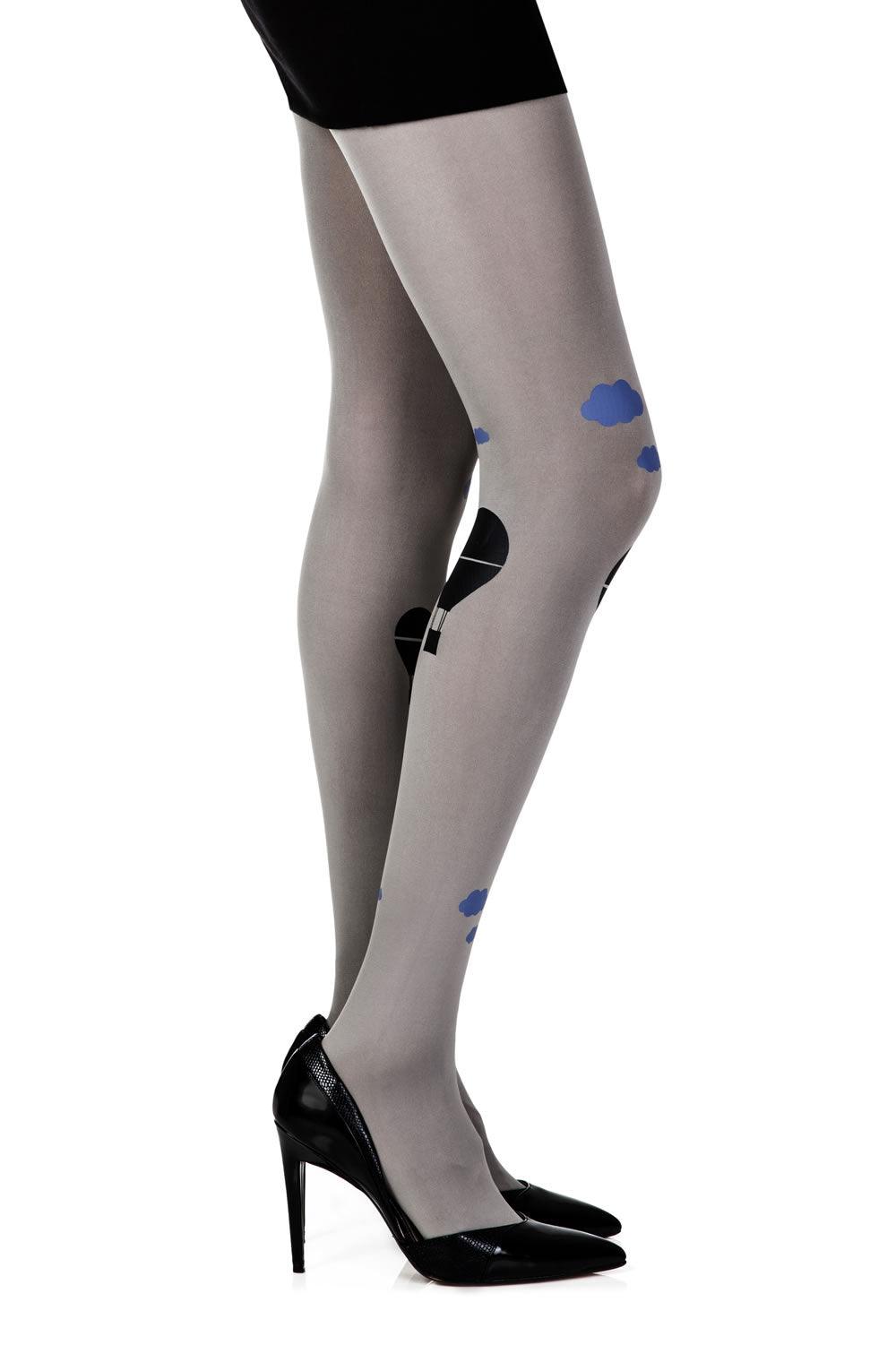 Zohara "Hot Air Balloon" Grey Print Tights - Sydney Rose Lingerie 