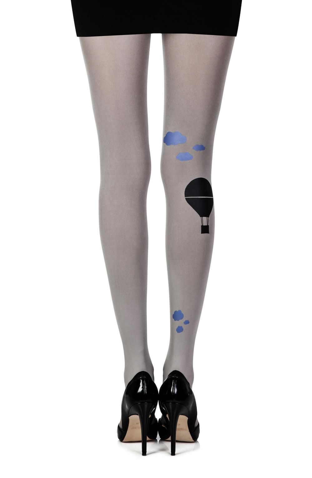 Zohara "Hot Air Balloon" Grey Print Tights - Sydney Rose Lingerie 