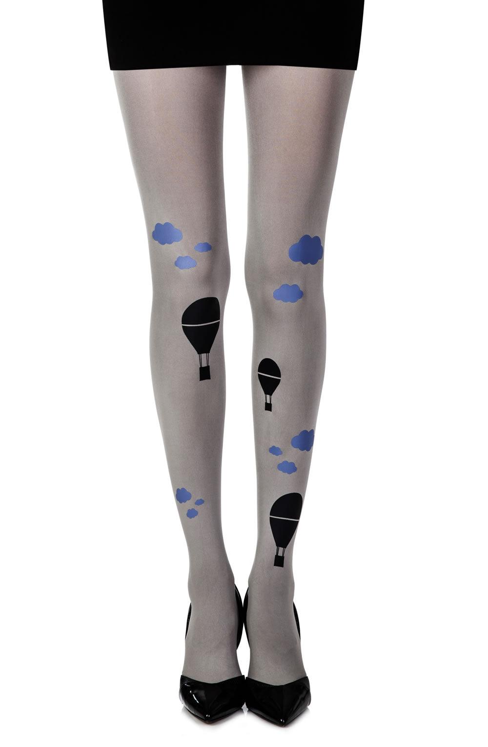 Zohara &quot;Hot Air Balloon&quot; Grey Print Tights - Sydney Rose Lingerie 