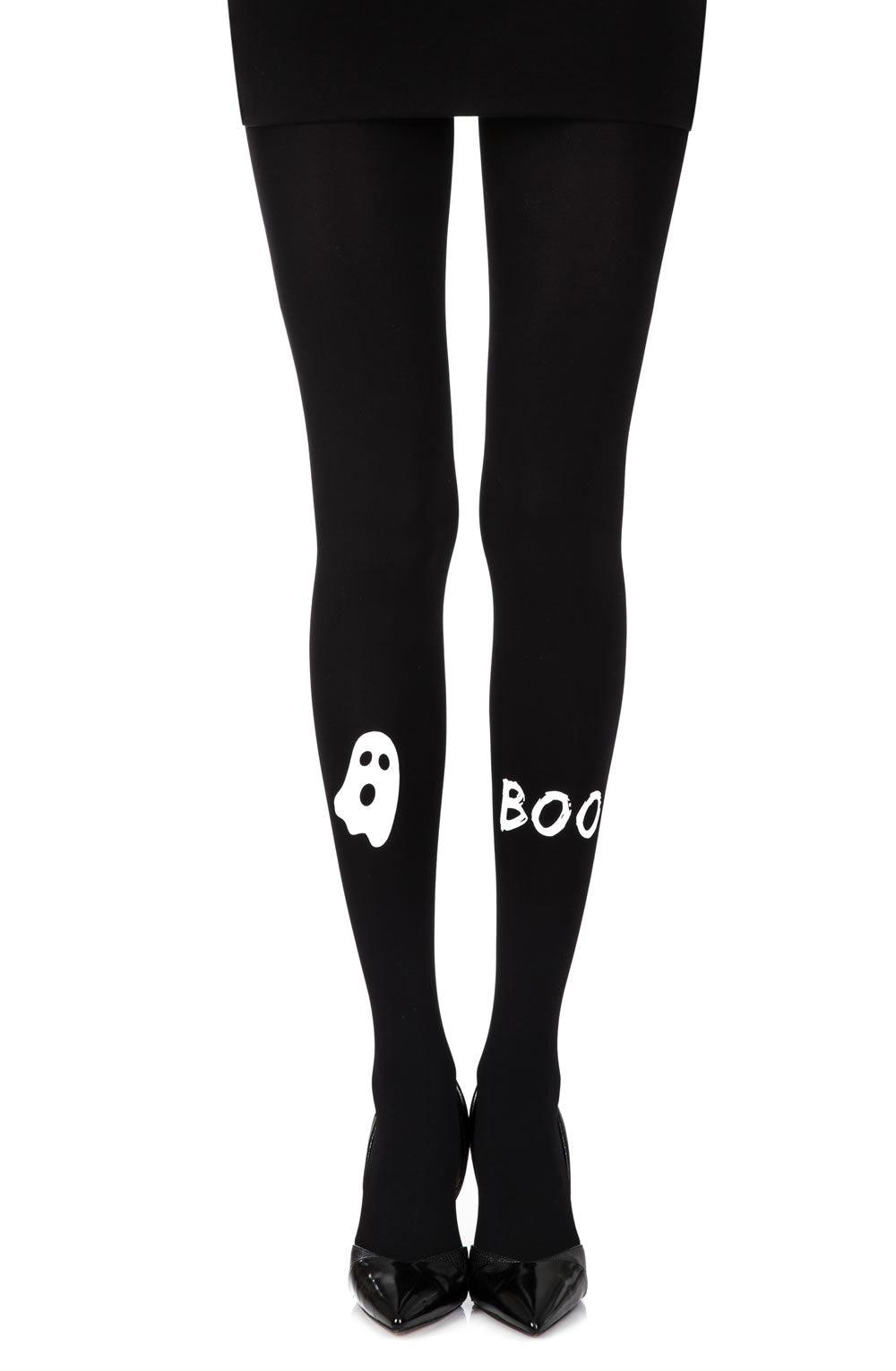 Zohara &quot;Peek A Boo&quot; Black Print Tights - Sydney Rose Lingerie 